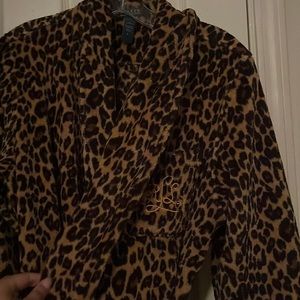 Ralph Lauren 100% polyester large robe leopard print vintage rich aesthetic
